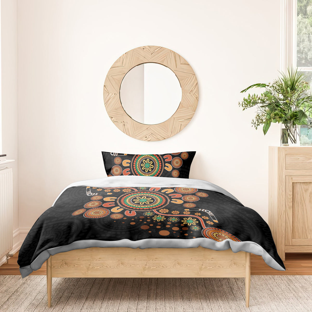 Aboriginal Dots Art Painting With Boomerang Bedding Set