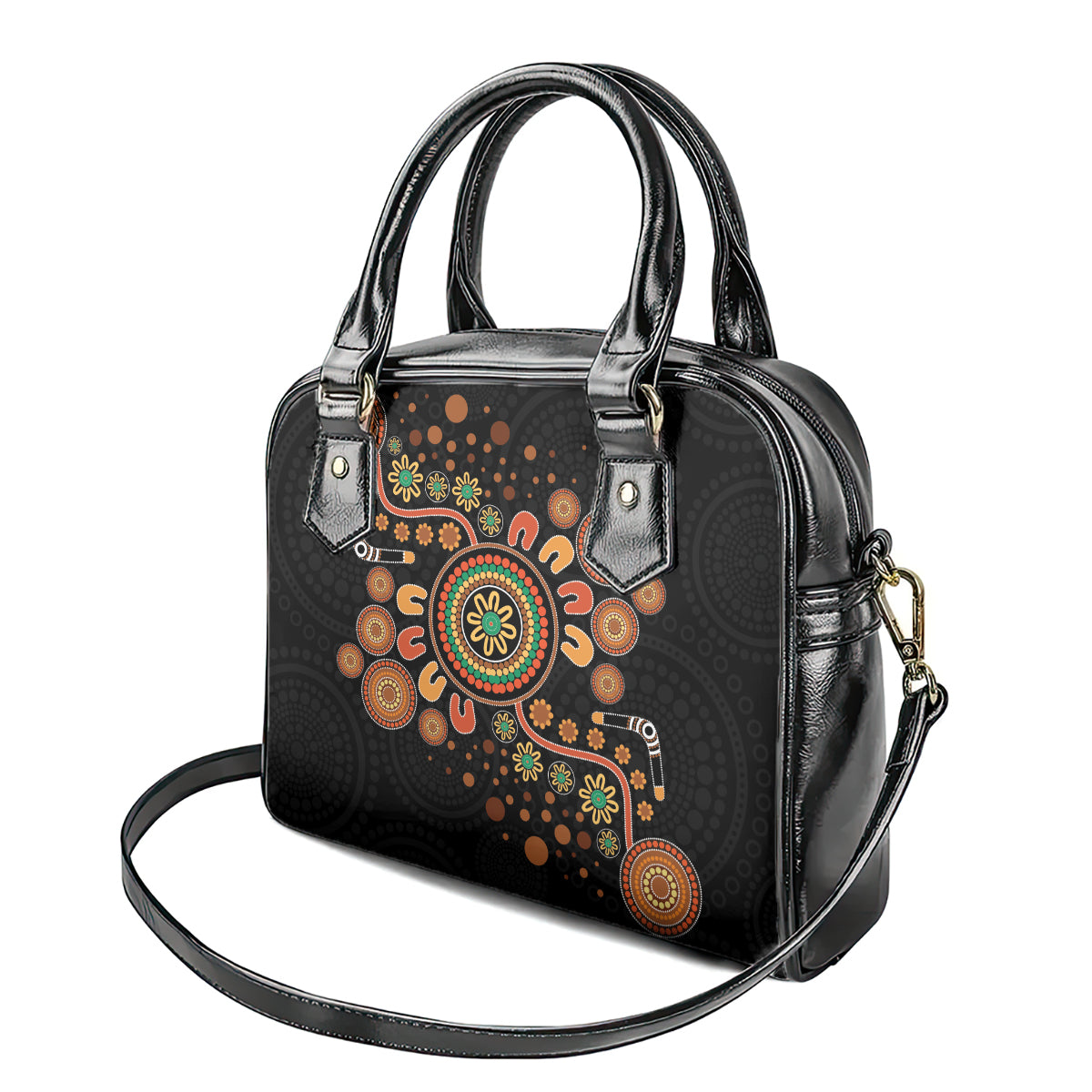 Aboriginal Dots Art Painting With Boomerang Shoulder Handbag