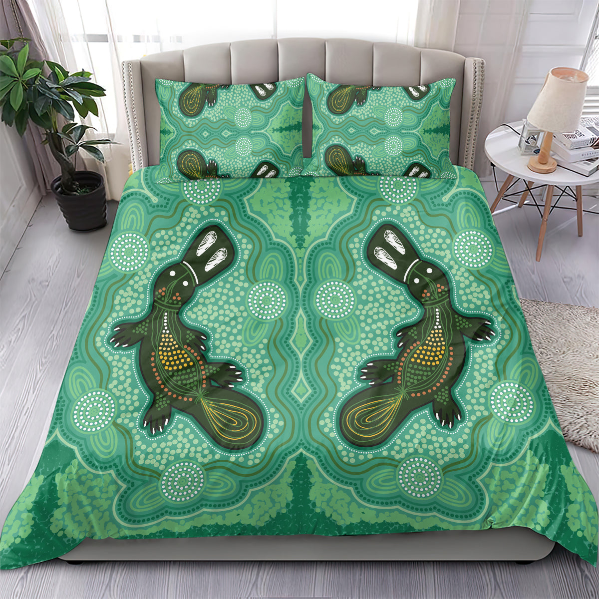 Aboriginal Dots Art Painting with Platypus Bedding Set No 2