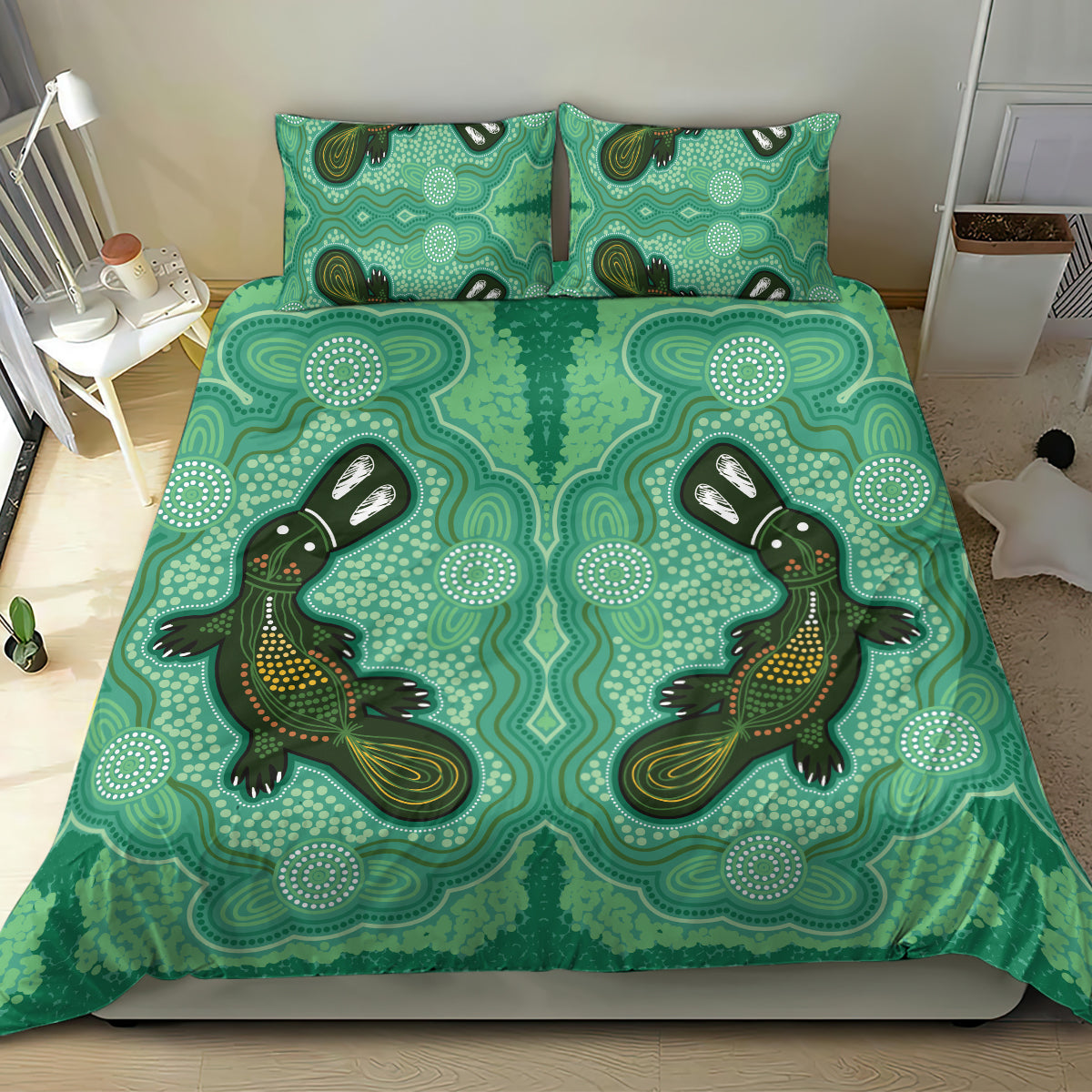 Aboriginal Dots Art Painting with Platypus Bedding Set No 2