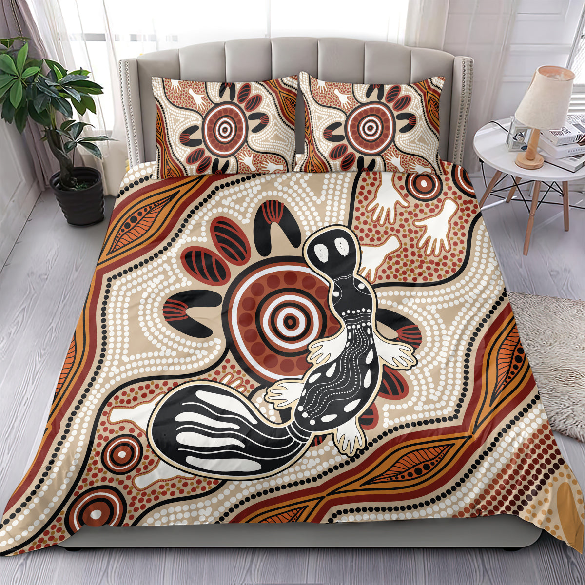 Aboriginal Dots Art Painting with Platypus Bedding Set No 3