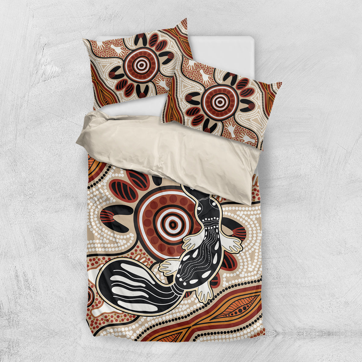 Aboriginal Dots Art Painting with Platypus Bedding Set No 3