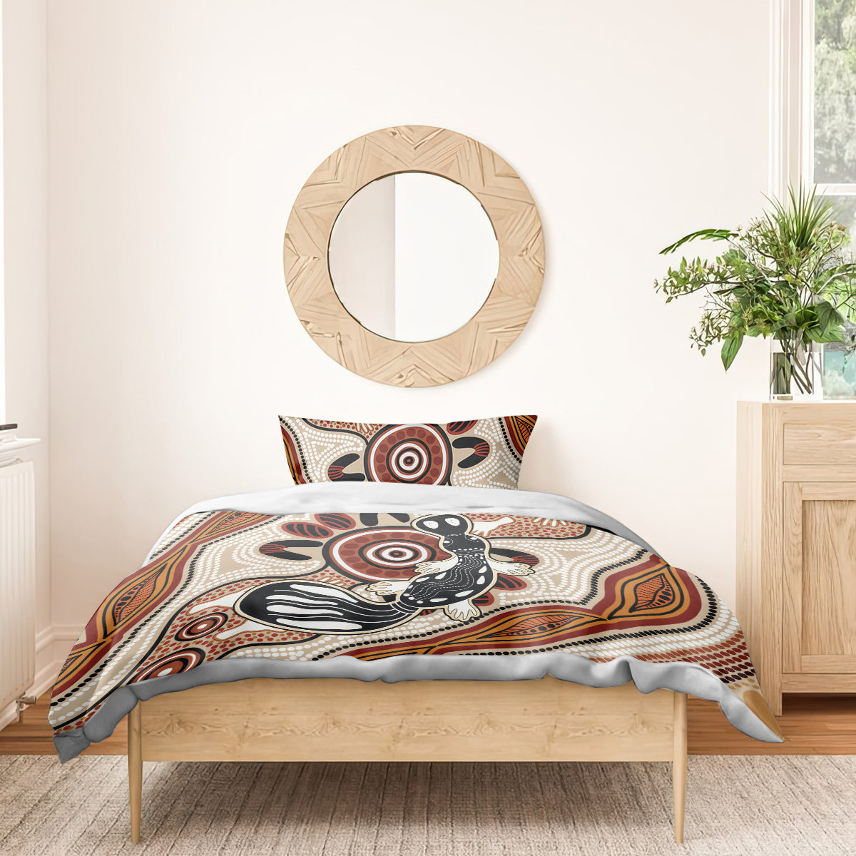 Aboriginal Dots Art Painting with Platypus Bedding Set No 3