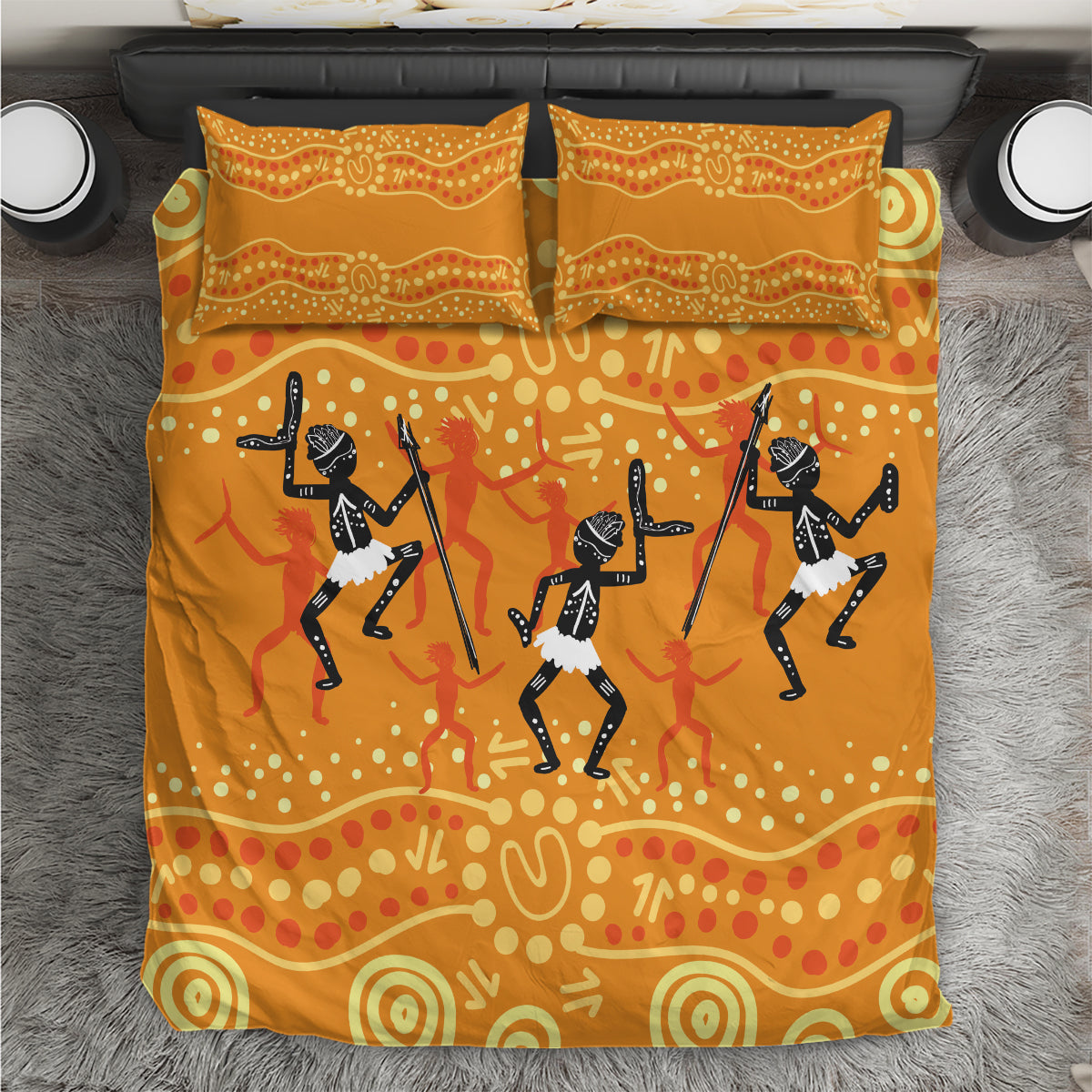 Aboriginal People Dancing Dot Styles Bedding Set