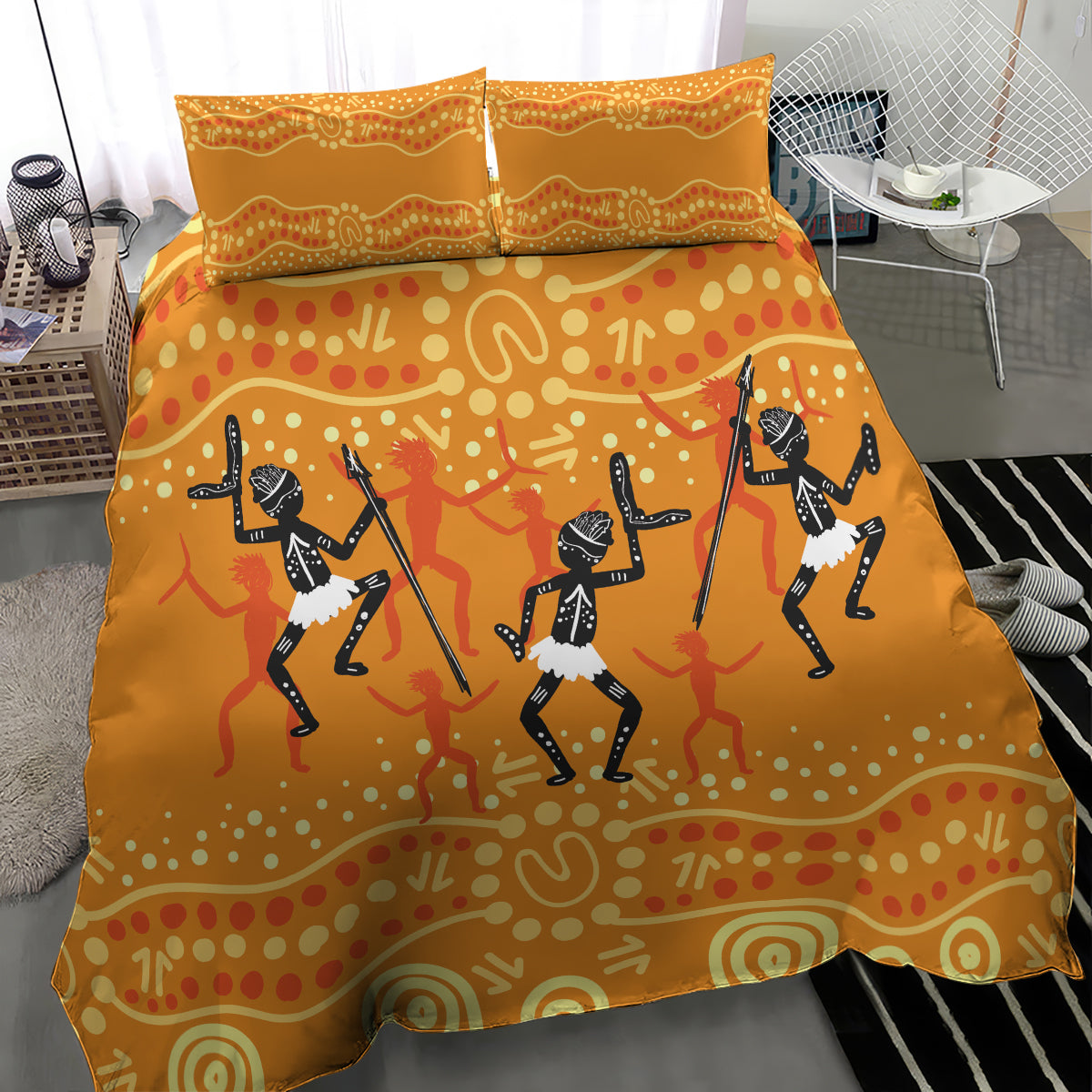 Aboriginal People Dancing Dot Styles Bedding Set