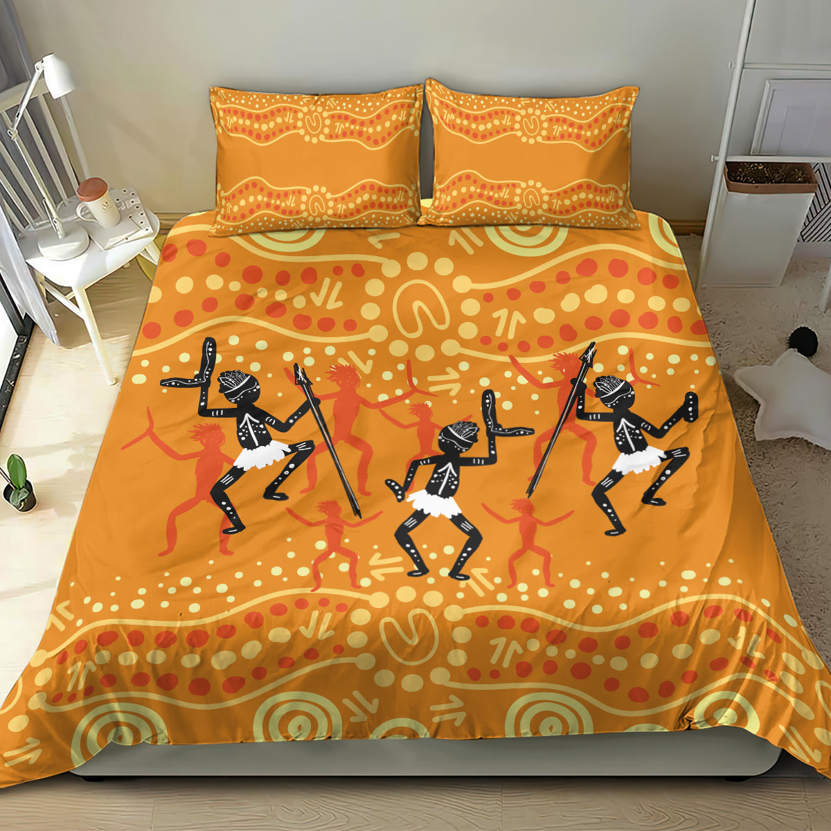 Aboriginal People Dancing Dot Styles Bedding Set