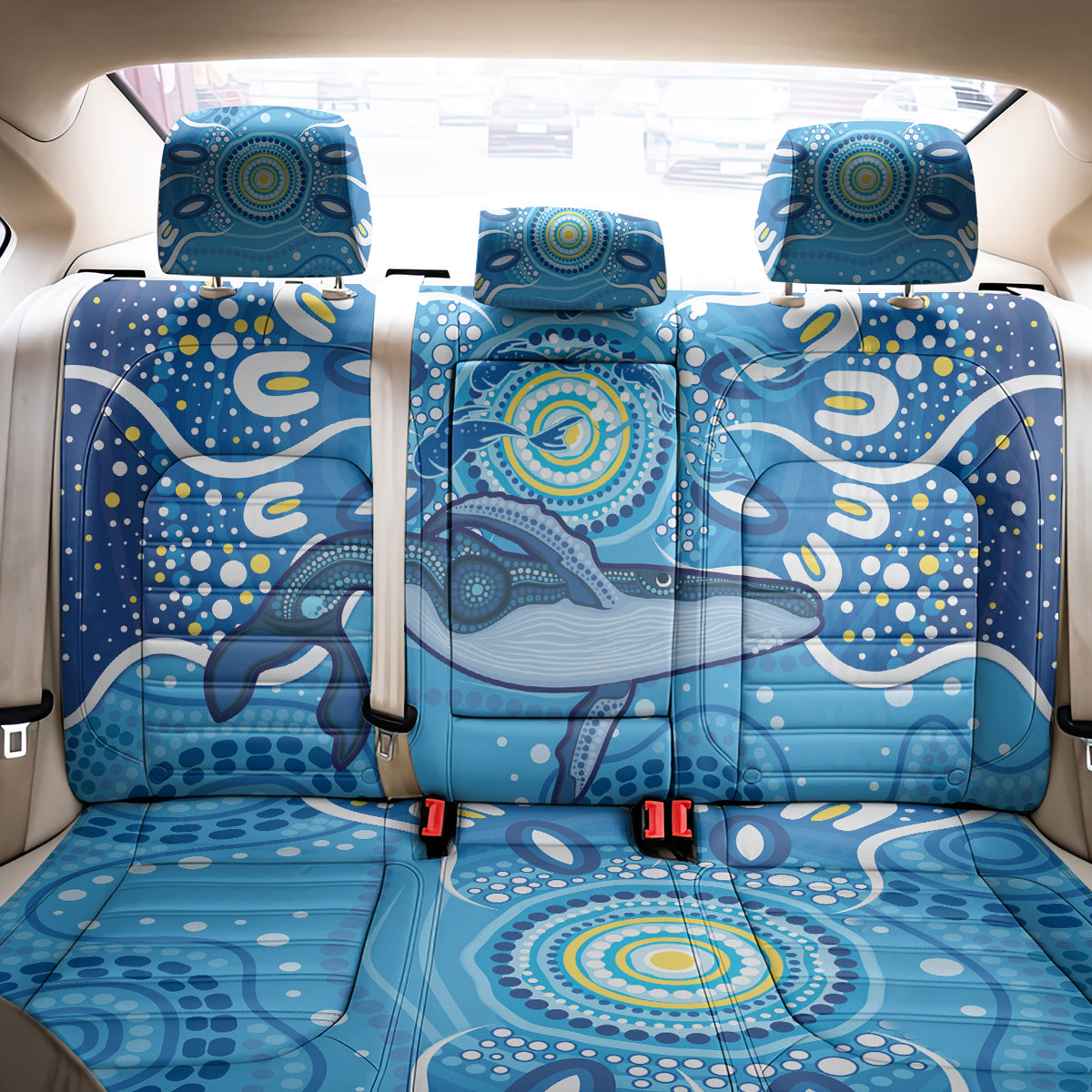 Whale In The Ocean Aboriginal Dot Art Back Car Seat Cover No1