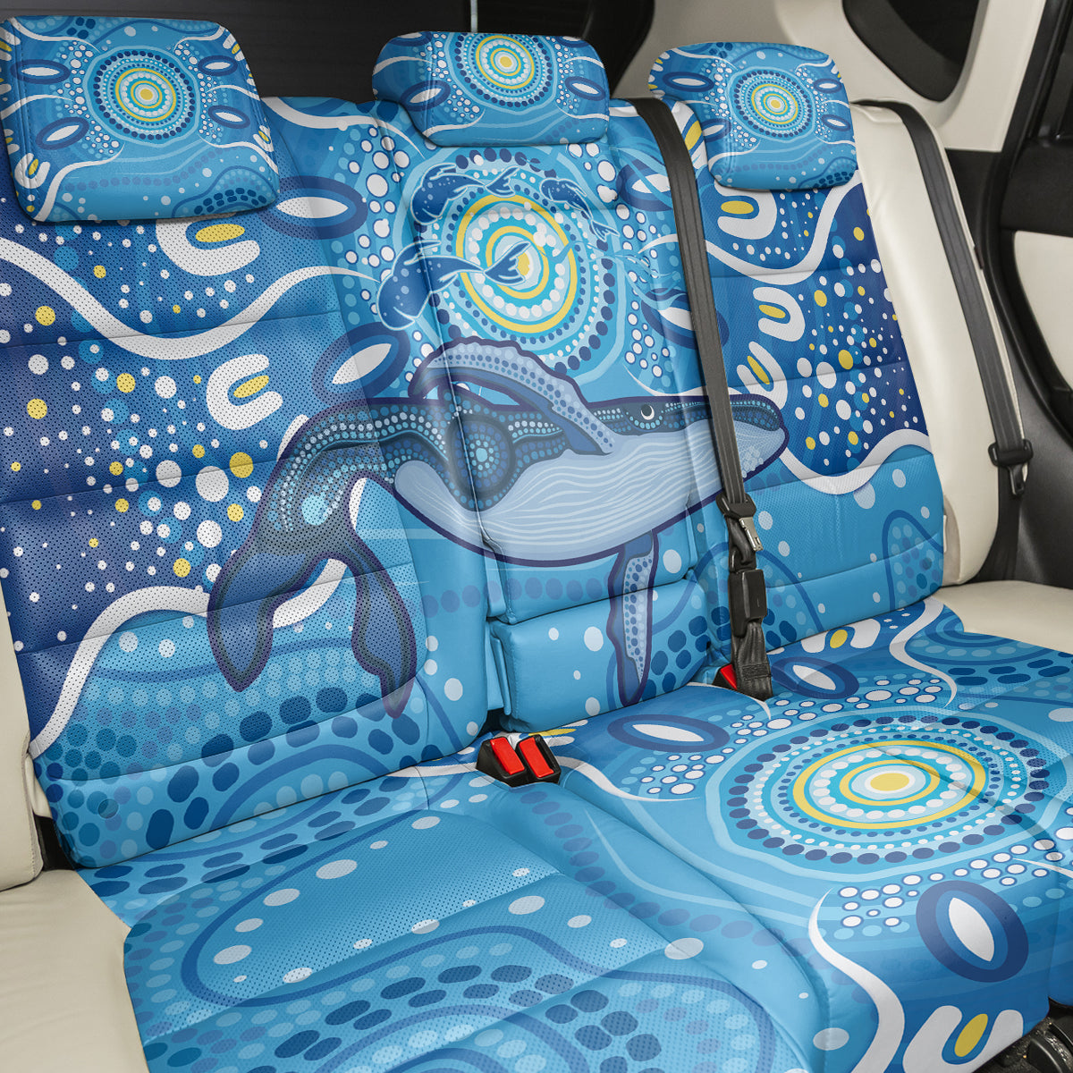 Whale In The Ocean Aboriginal Dot Art Back Car Seat Cover No1