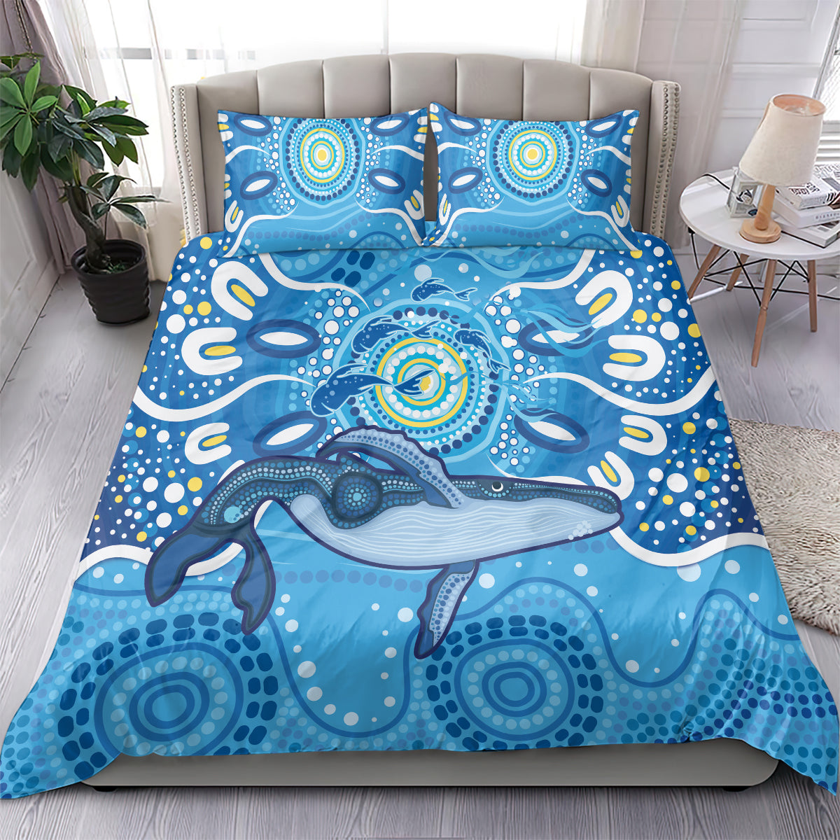 Whale In The Ocean Aboriginal Dot Art Bedding Set No1