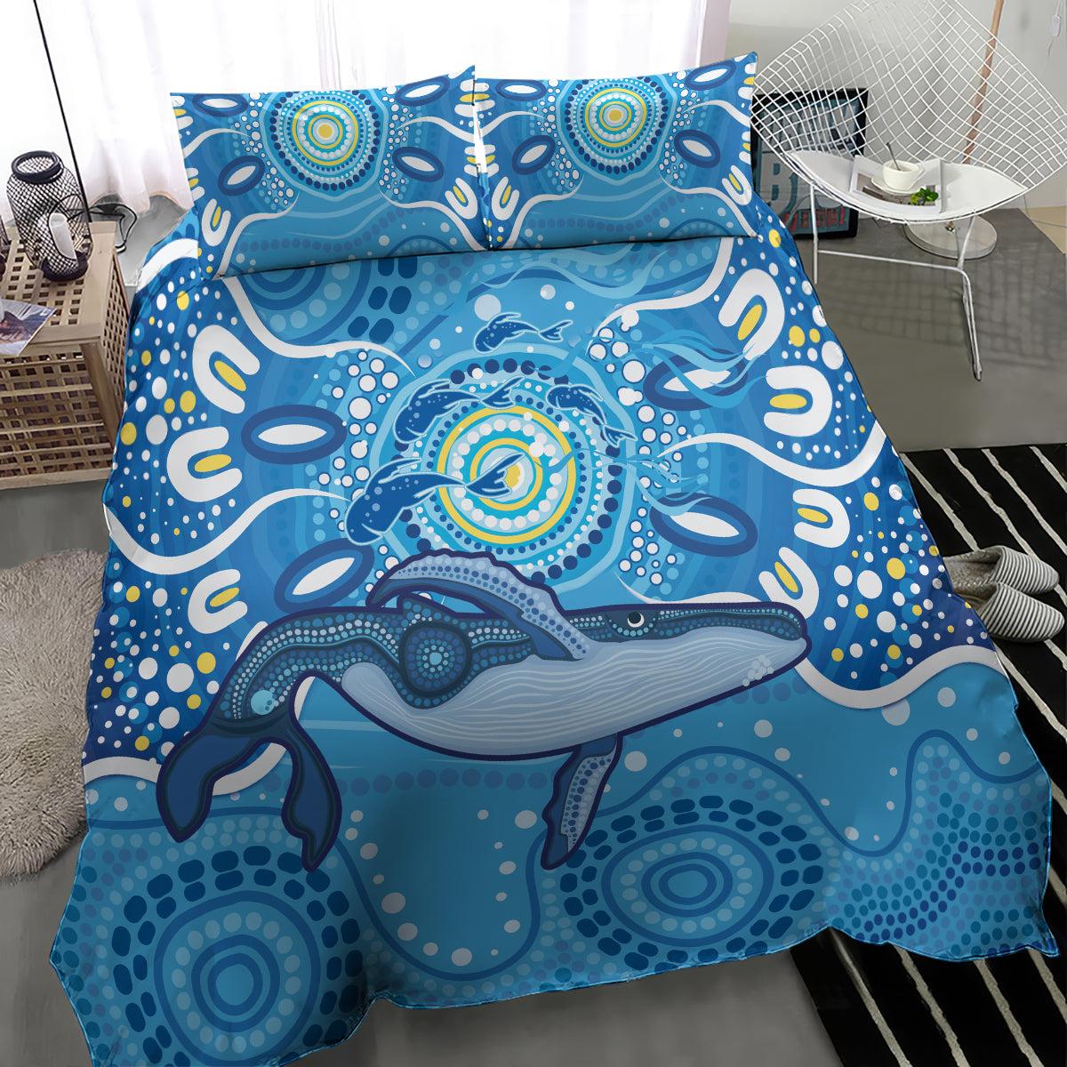 Whale In The Ocean Aboriginal Dot Art Bedding Set No1