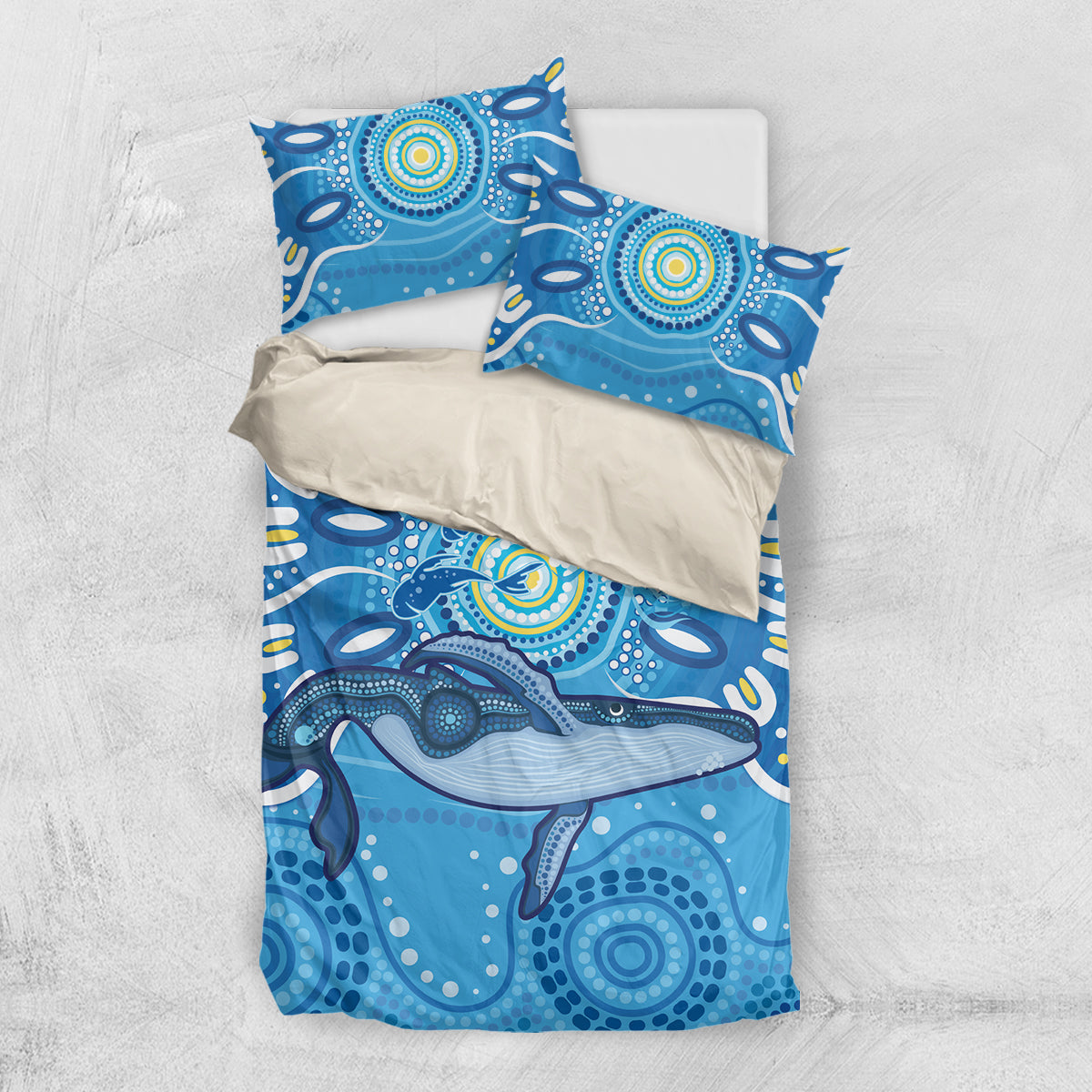 Whale In The Ocean Aboriginal Dot Art Bedding Set No1