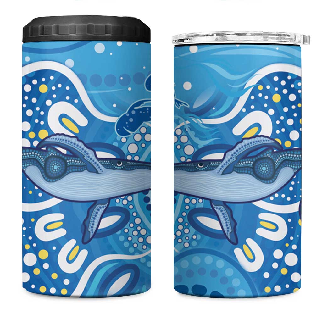 Whale In The Ocean Aboriginal Dot Art 4 in 1 Can Cooler Tumbler No1