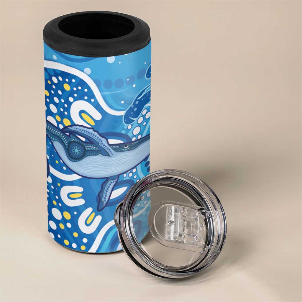 Whale In The Ocean Aboriginal Dot Art 4 in 1 Can Cooler Tumbler No1