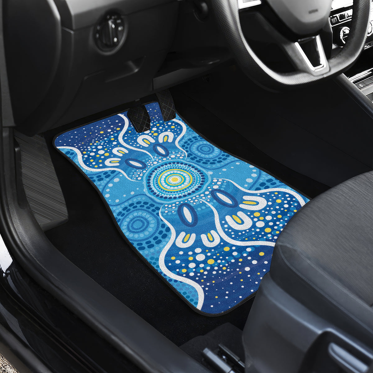 Whale In The Ocean Aboriginal Dot Art Car Mats No1