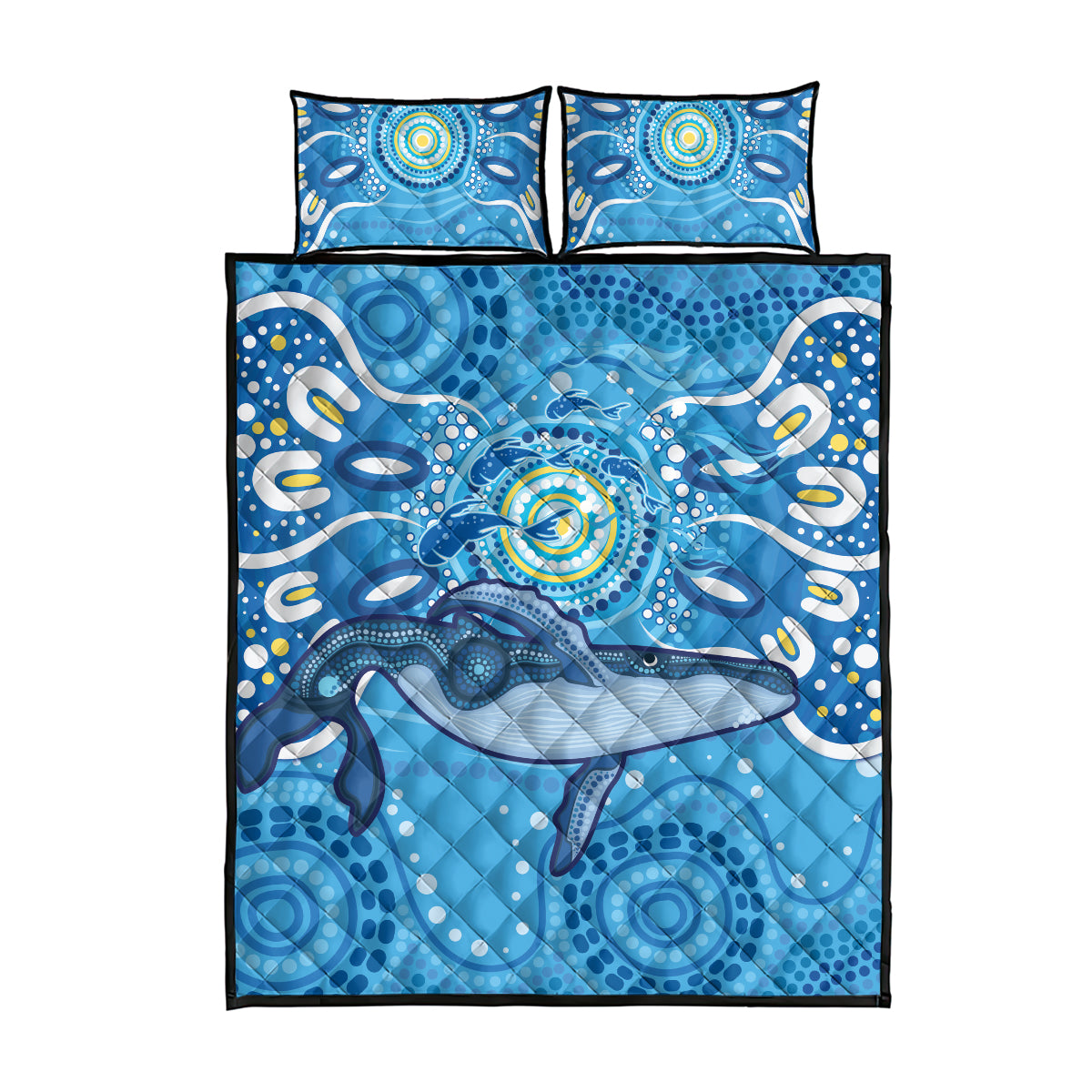 Whale In The Ocean Aboriginal Dot Art Quilt Bed Set No1