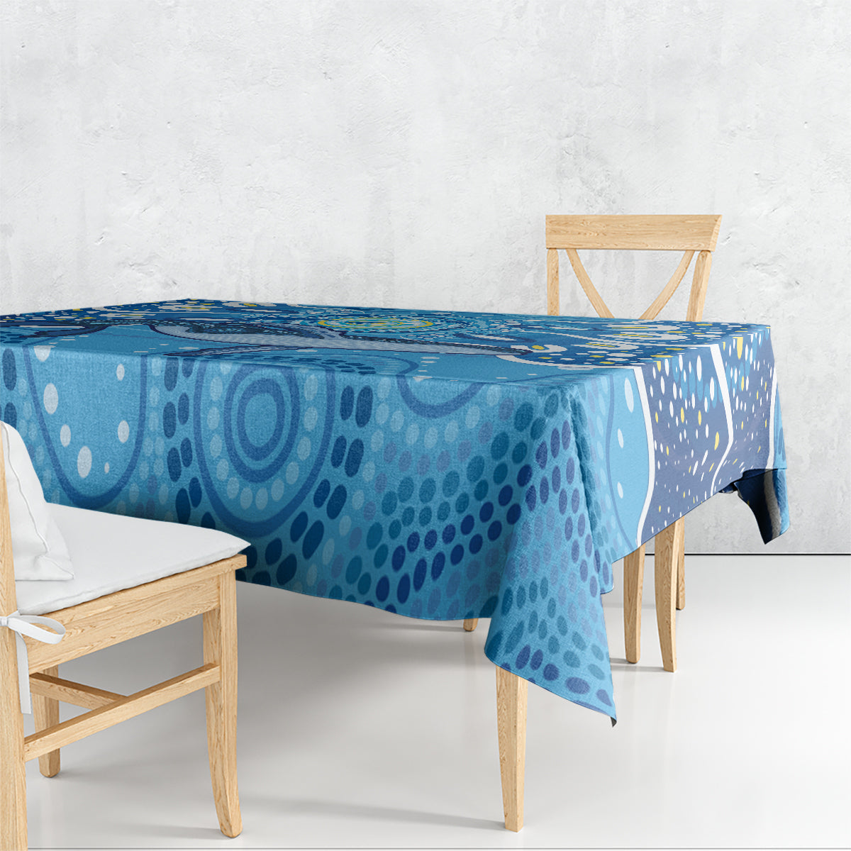 Whale In The Ocean Aboriginal Dot Art Tablecloth No1