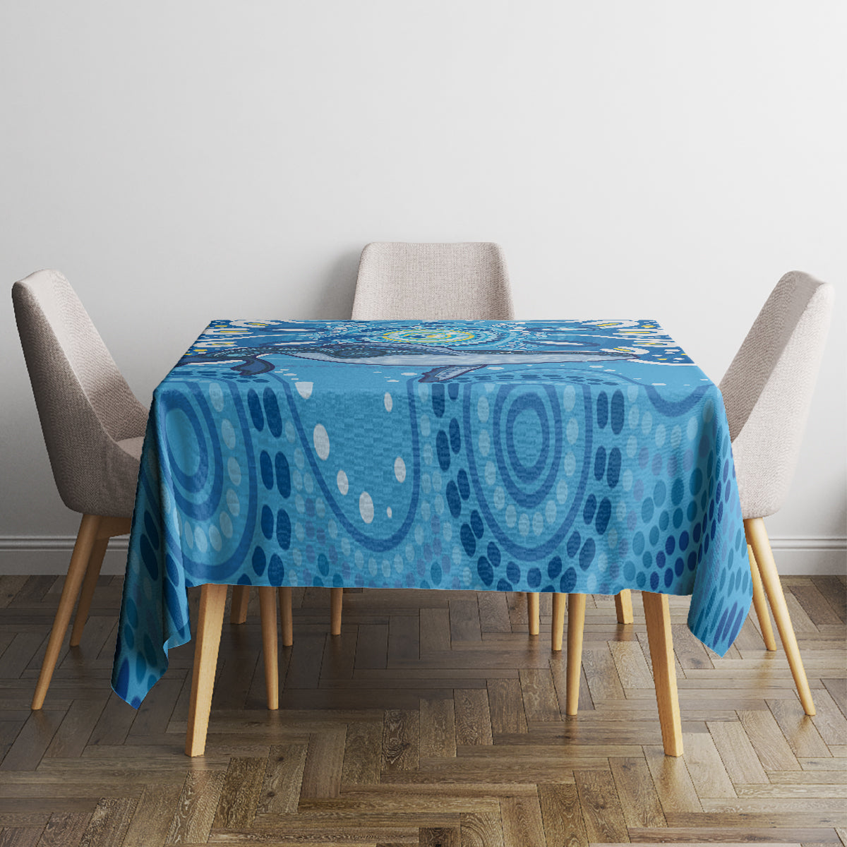 Whale In The Ocean Aboriginal Dot Art Tablecloth No1