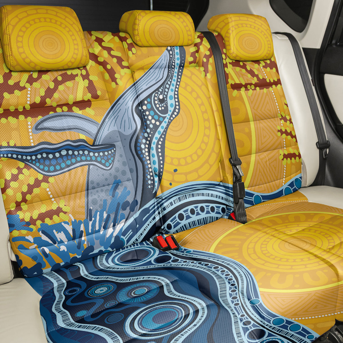 Whale In The Ocean Aboriginal Dot Art Back Car Seat Cover No2