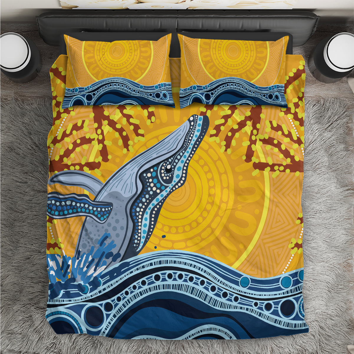 Whale In The Ocean Aboriginal Dot Art Bedding Set No2