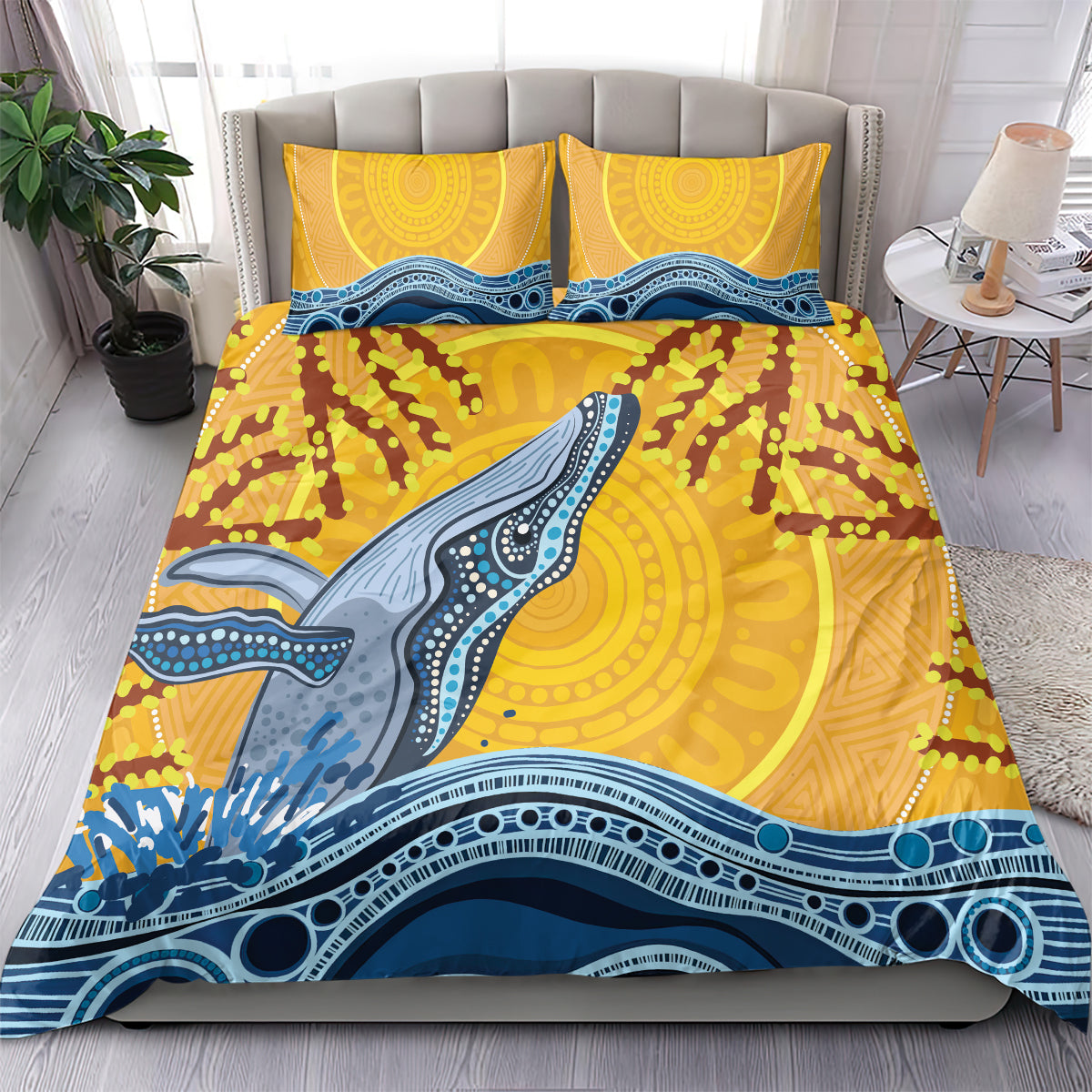 Whale In The Ocean Aboriginal Dot Art Bedding Set No2