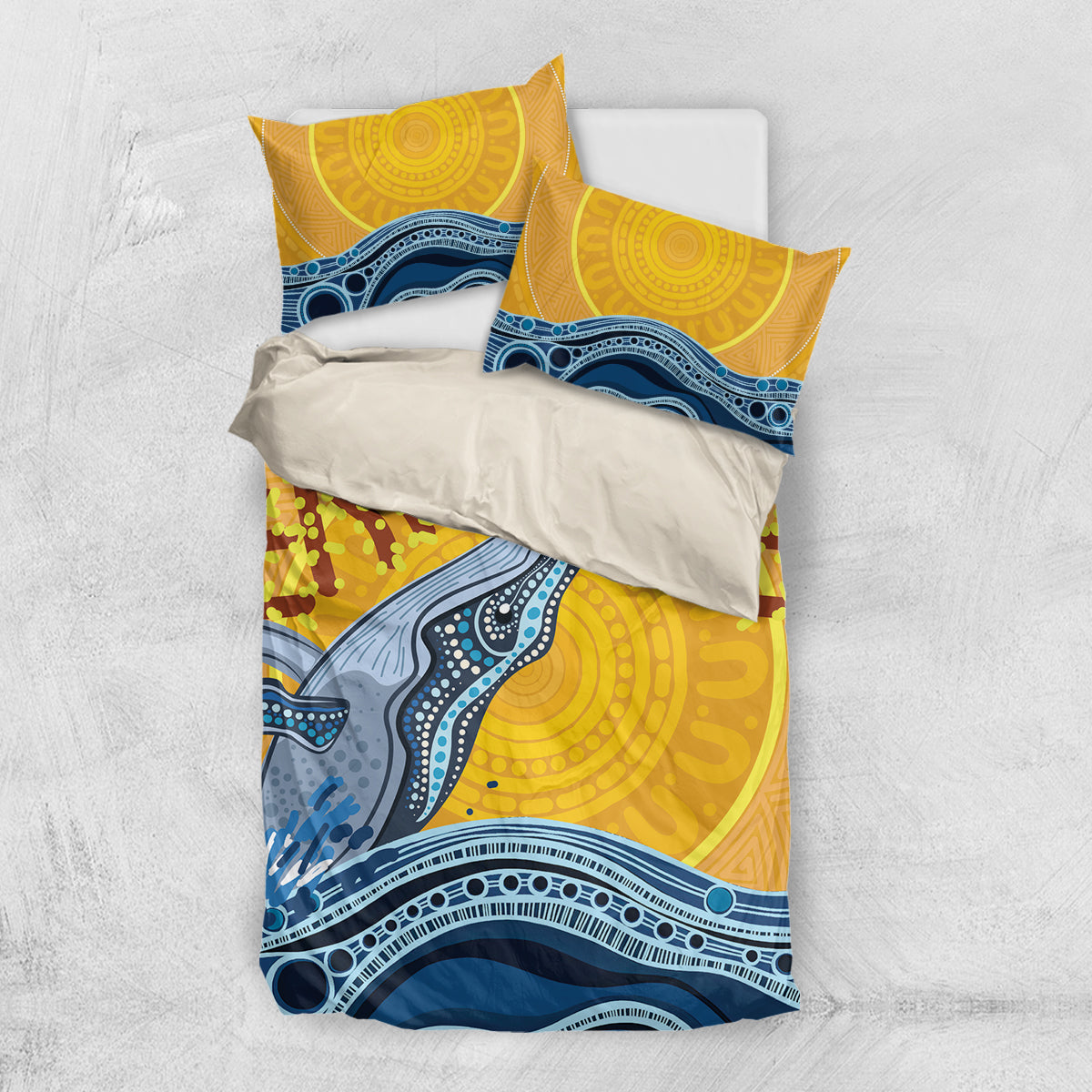 Whale In The Ocean Aboriginal Dot Art Bedding Set No2