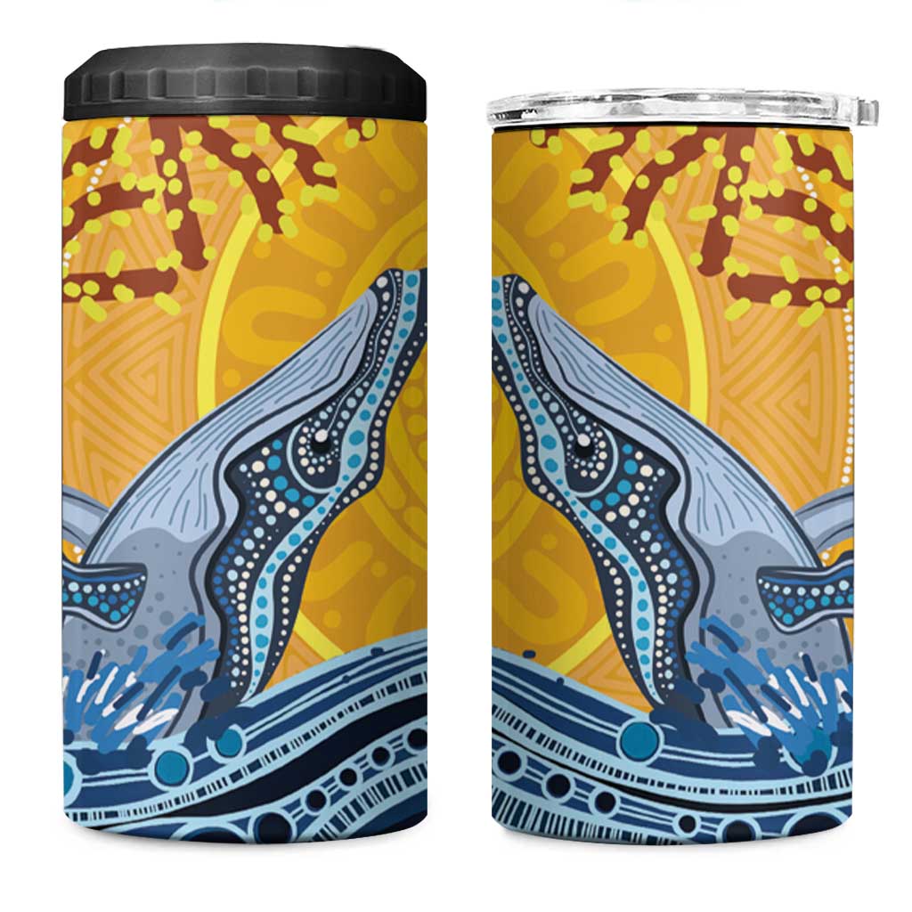 Whale In The Ocean Aboriginal Dot Art 4 in 1 Can Cooler Tumbler No2