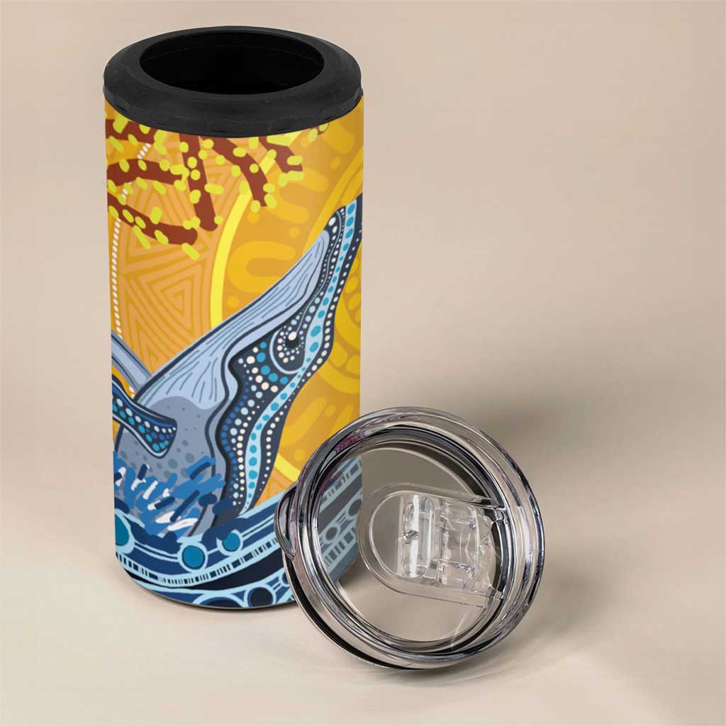 Whale In The Ocean Aboriginal Dot Art 4 in 1 Can Cooler Tumbler No2