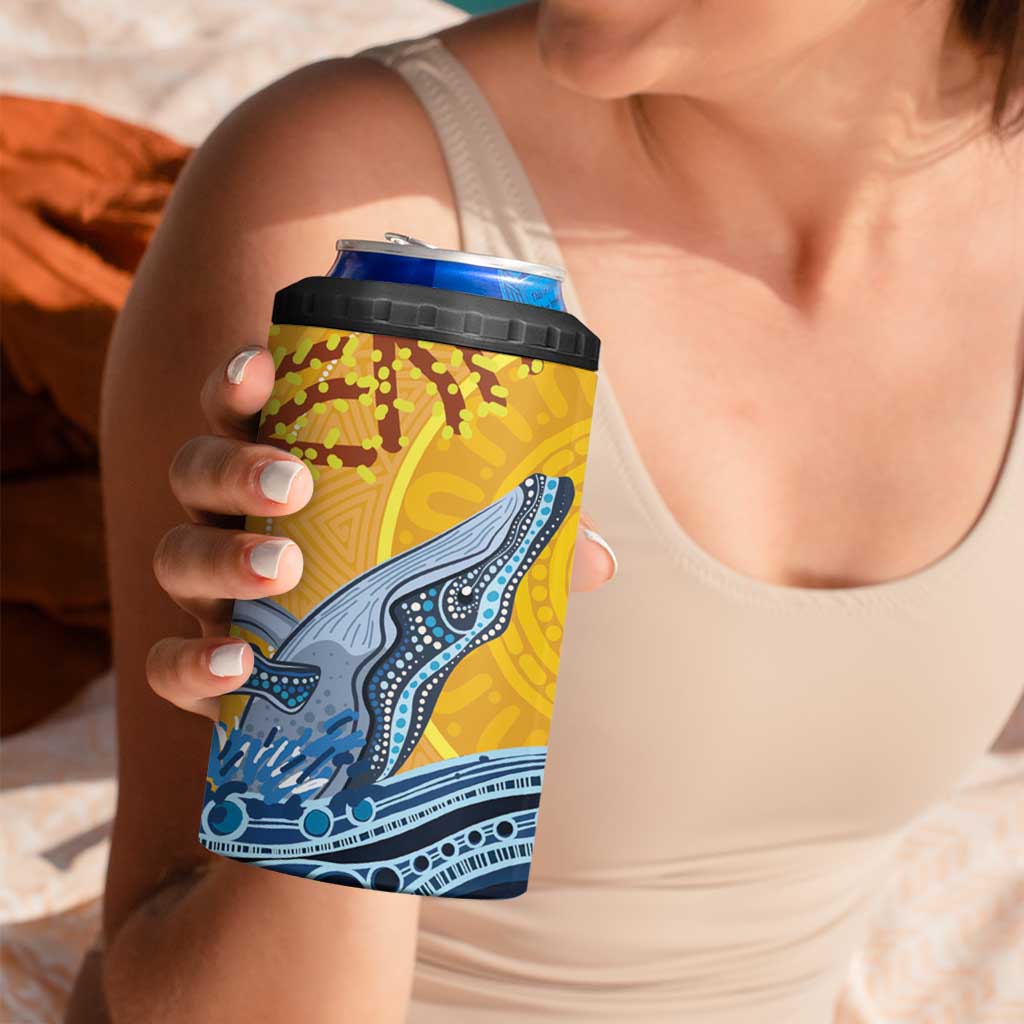 Whale In The Ocean Aboriginal Dot Art 4 in 1 Can Cooler Tumbler No2