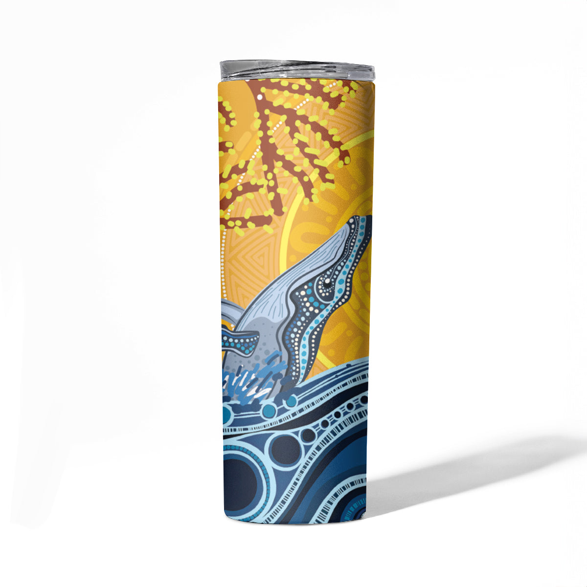 Whale In The Ocean Aboriginal Dot Art Skinny Tumbler No2