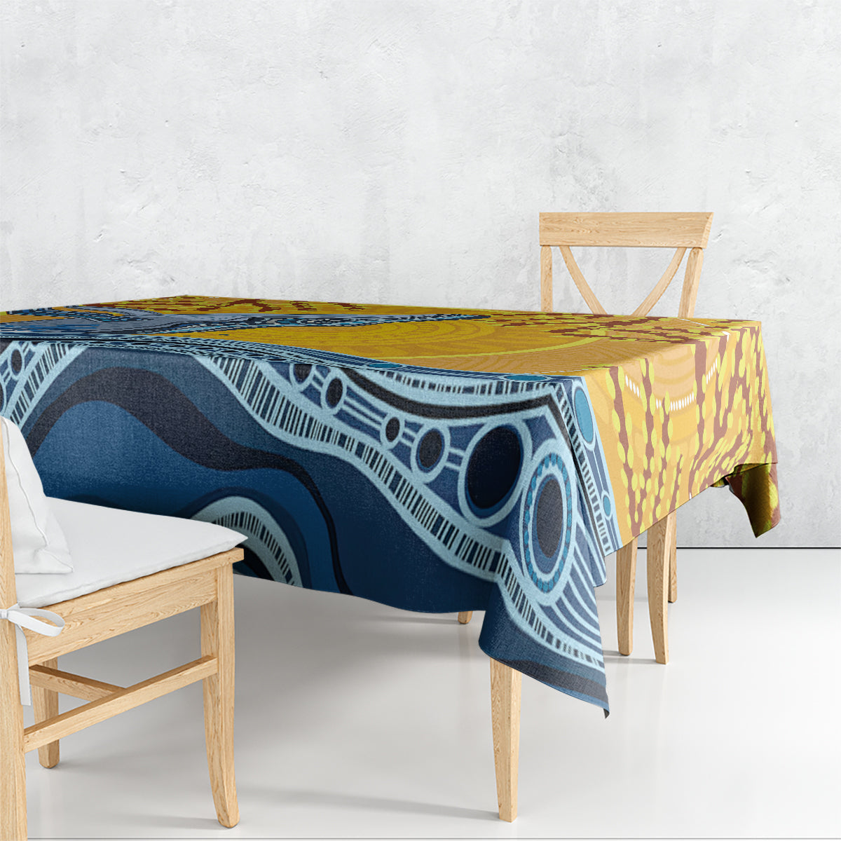 Whale In The Ocean Aboriginal Dot Art Tablecloth No2