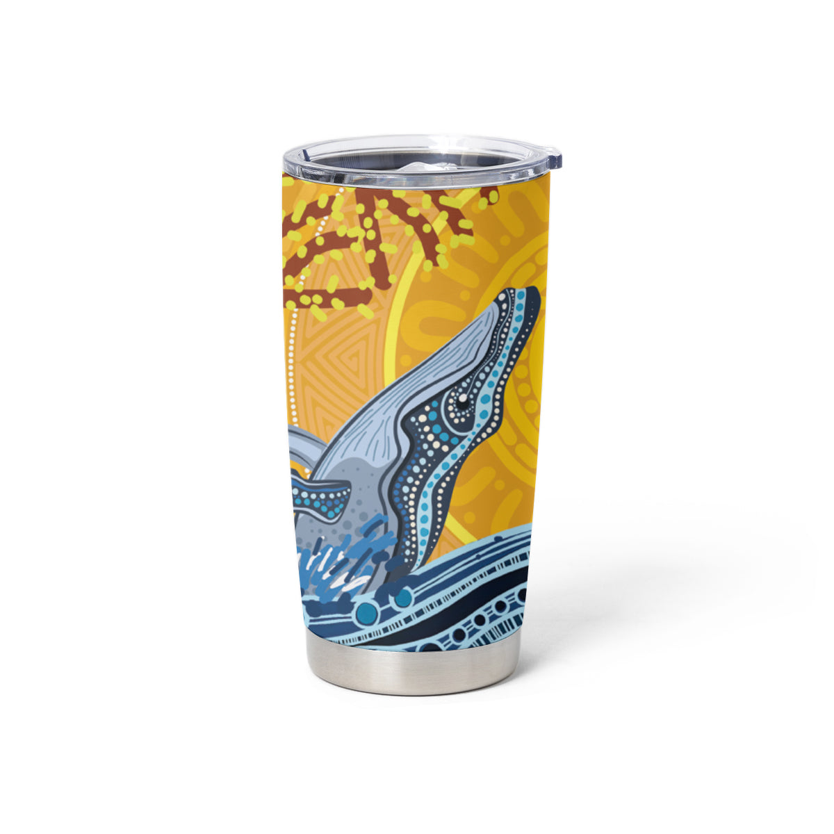 Whale In The Ocean Aboriginal Dot Art Tumbler Cup No2