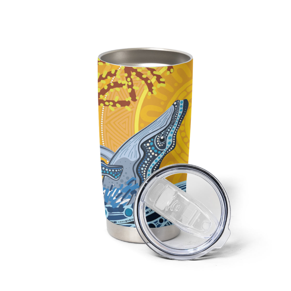 Whale In The Ocean Aboriginal Dot Art Tumbler Cup No2