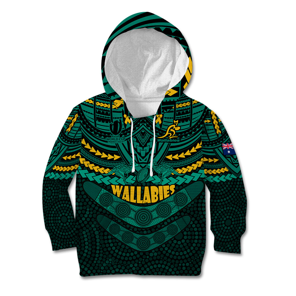 wallabies-rugby-kid-hoodie-polynesian-and-aboriginal-special-green-version