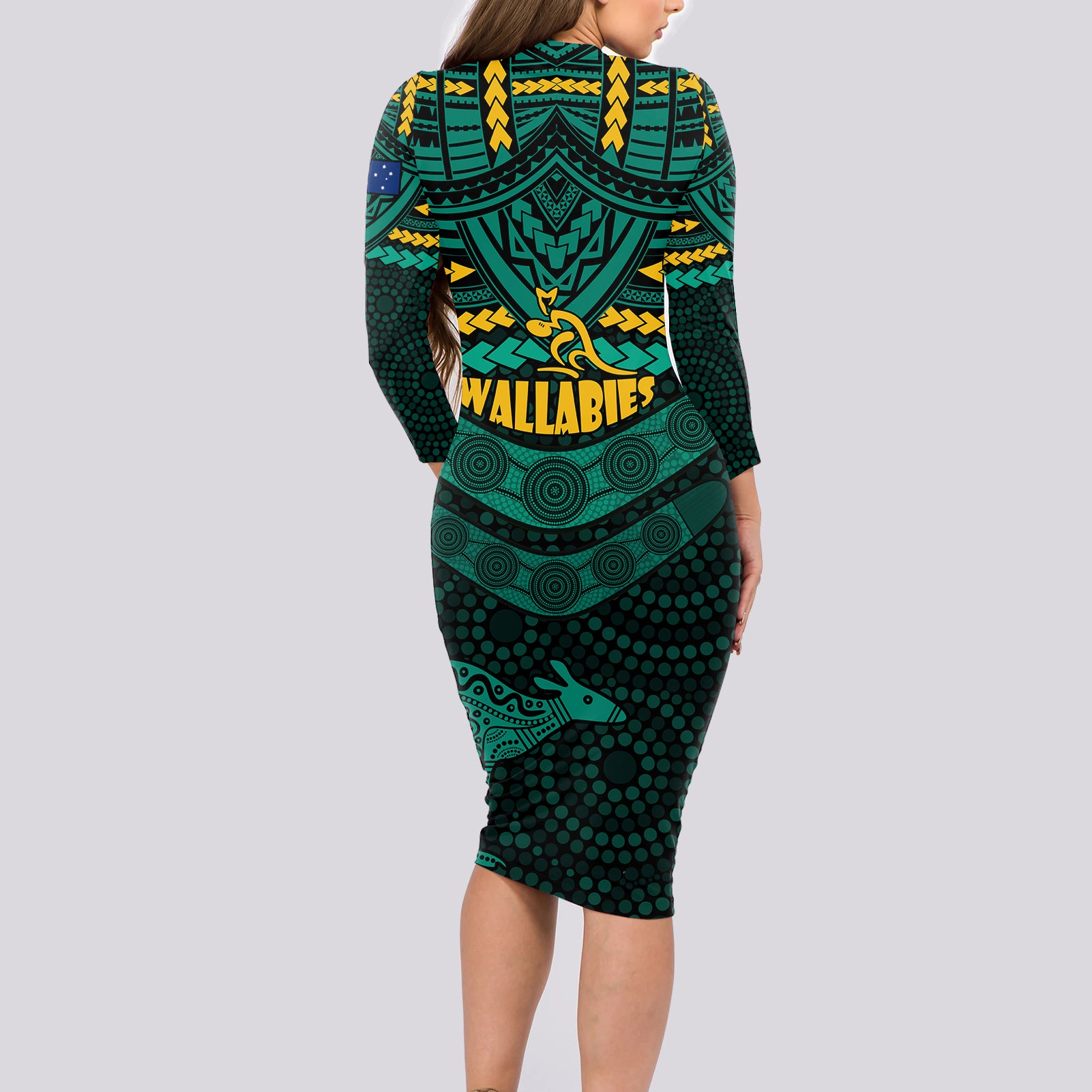 wallabies-rugby-long-sleeve-bodycon-dress-polynesian-and-aboriginal-special-green-version