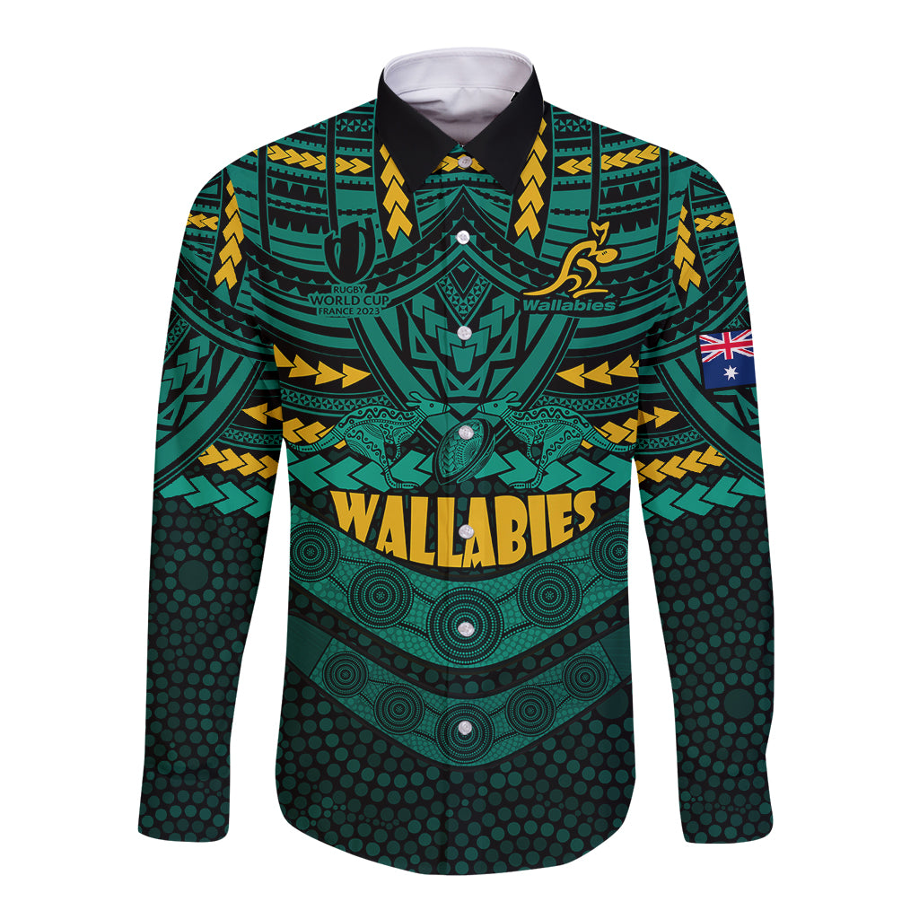 wallabies-rugby-long-sleeve-button-shirt-polynesian-and-aboriginal-special-green-version