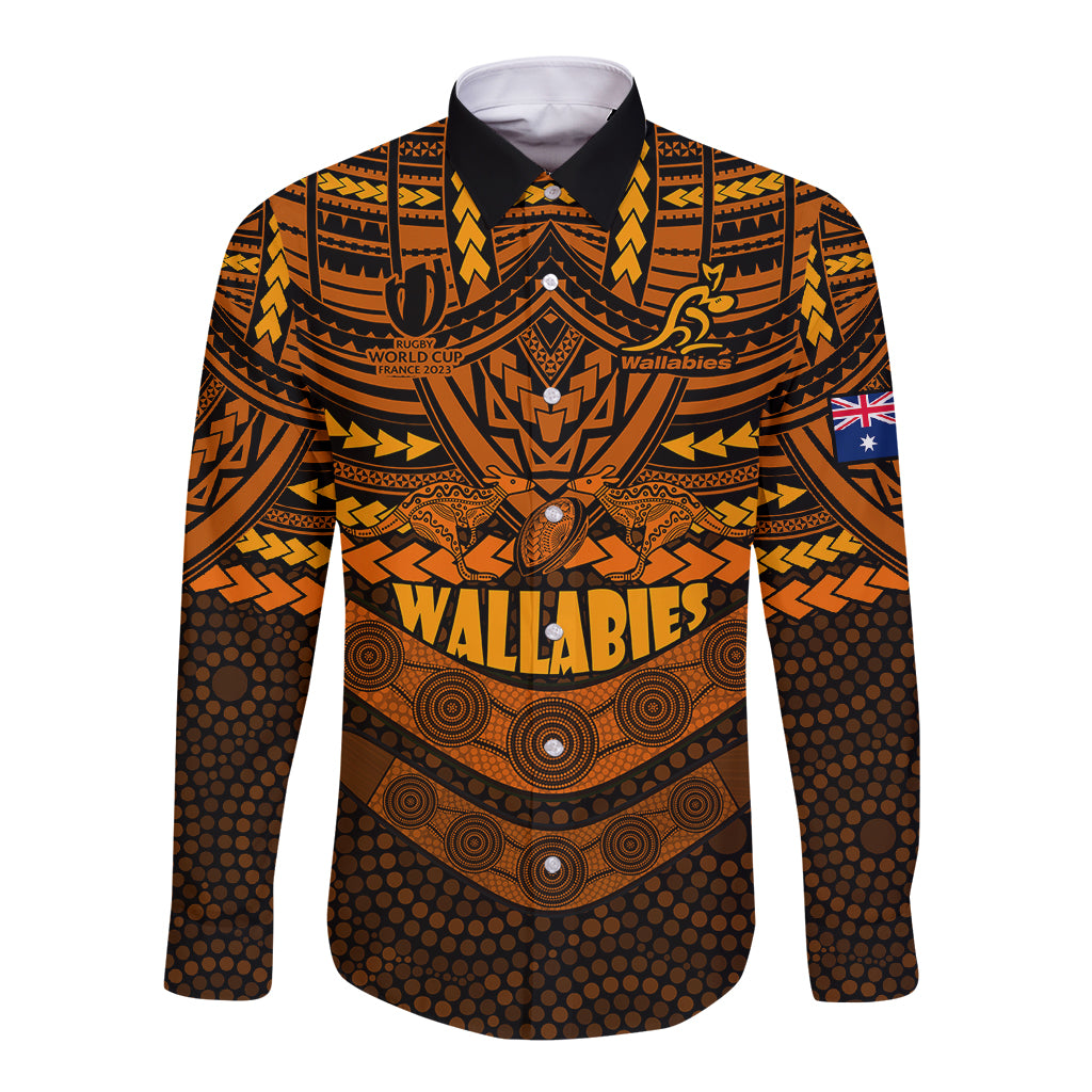 wallabies-rugby-long-sleeve-button-shirt-polynesian-and-aboriginal-special-orange-version