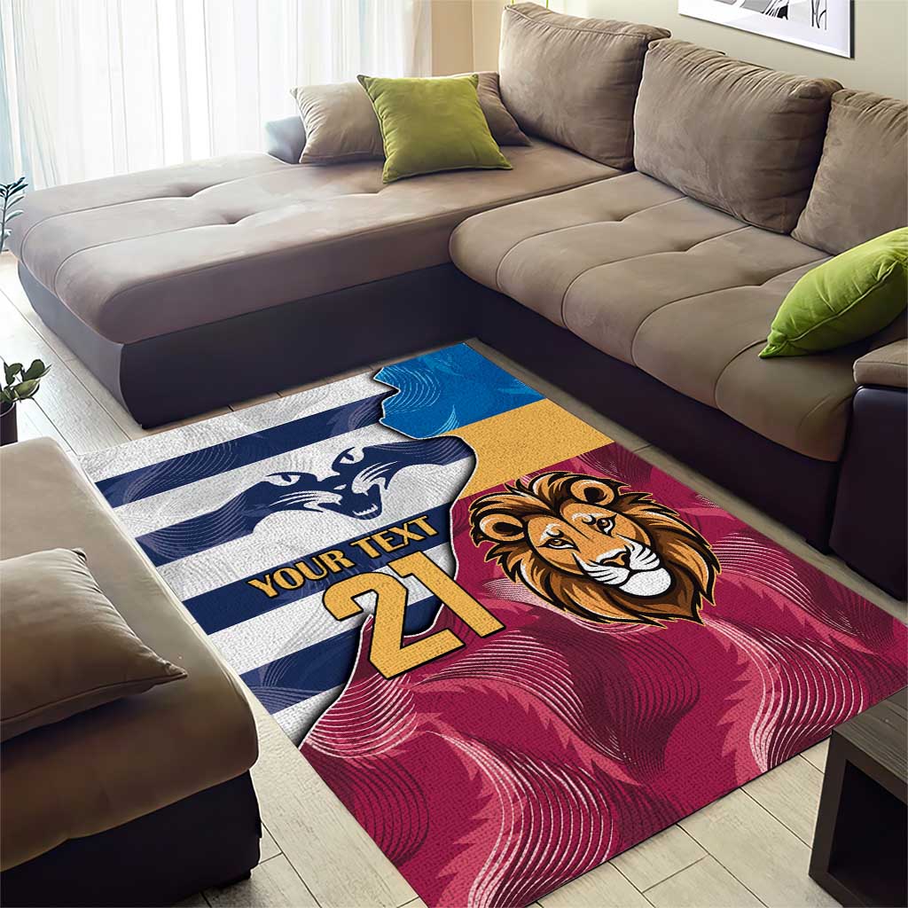 Brisbane-Geelong Football Custom Area Rug Cracked Metal Style