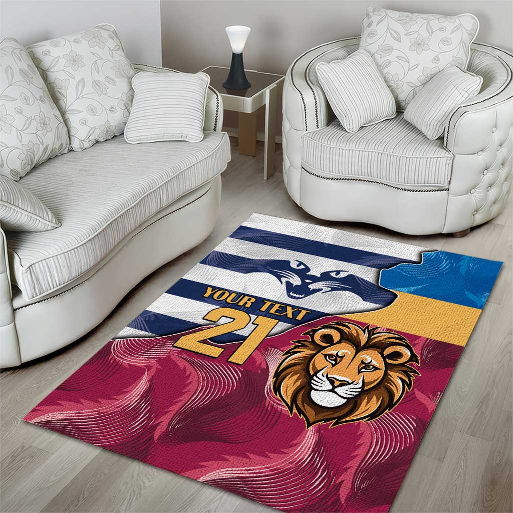 Brisbane-Geelong Football Custom Area Rug Cracked Metal Style