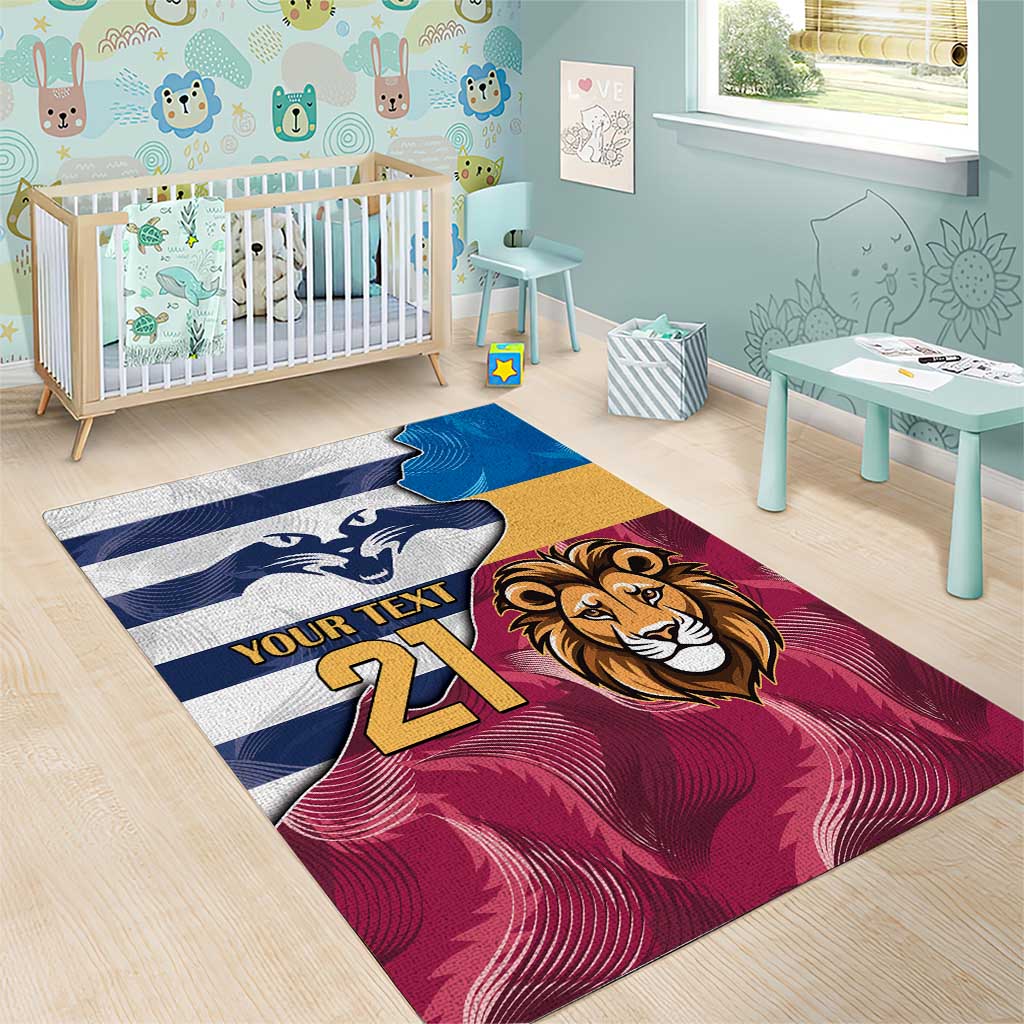 Brisbane-Geelong Football Custom Area Rug Cracked Metal Style