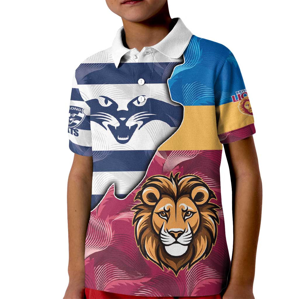 Brisbane-Geelong Football Custom Kid Polo Shirt Cracked Metal Style