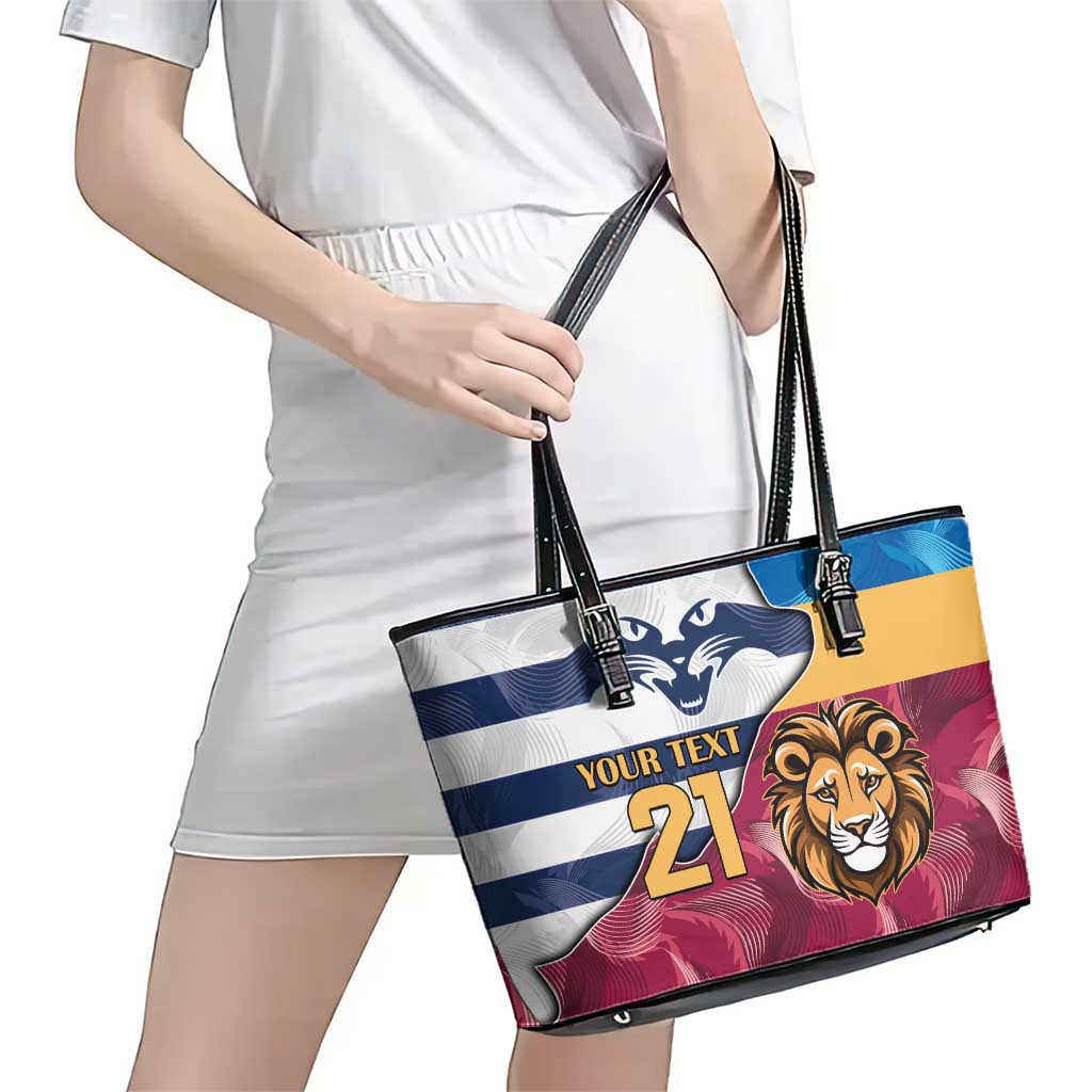 Brisbane-Geelong Football Custom Leather Tote Bag Cracked Metal Style