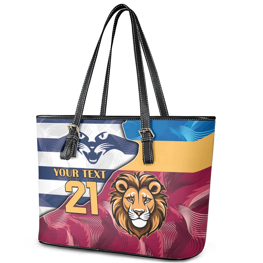 Brisbane-Geelong Football Custom Leather Tote Bag Cracked Metal Style