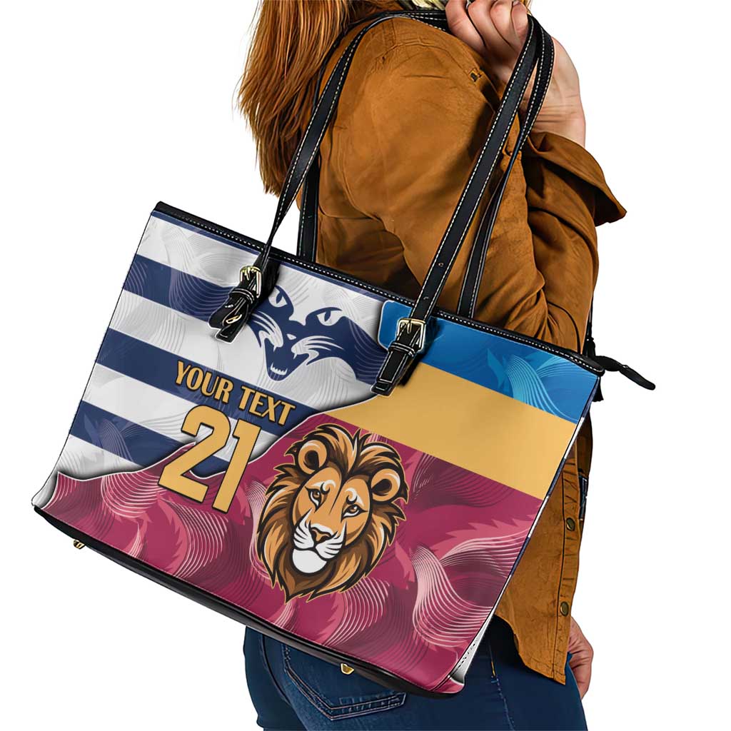 Brisbane-Geelong Football Custom Leather Tote Bag Cracked Metal Style