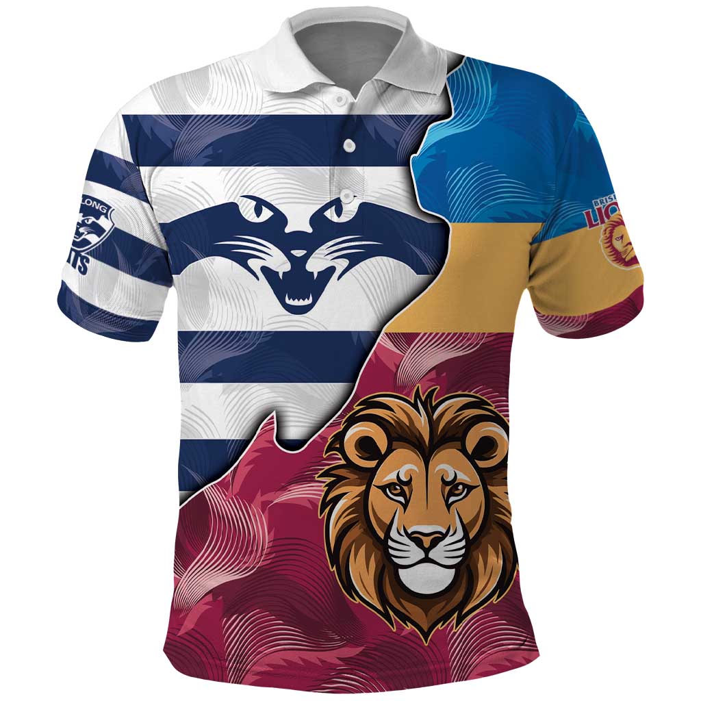 Brisbane-Geelong Football Custom Polo Shirt Cracked Metal Style