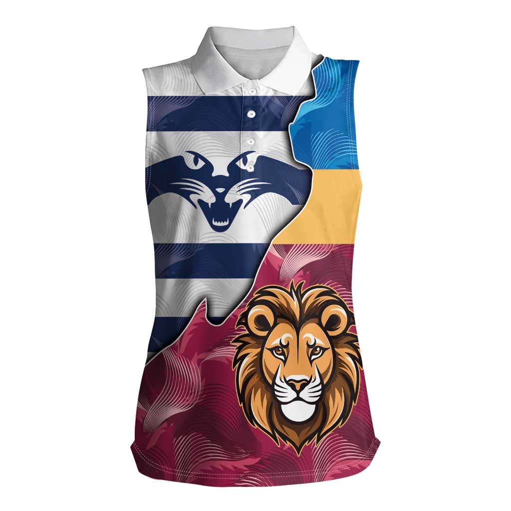 Brisbane-Geelong Football Custom Women Sleeveless Polo Shirt Cracked Metal Style