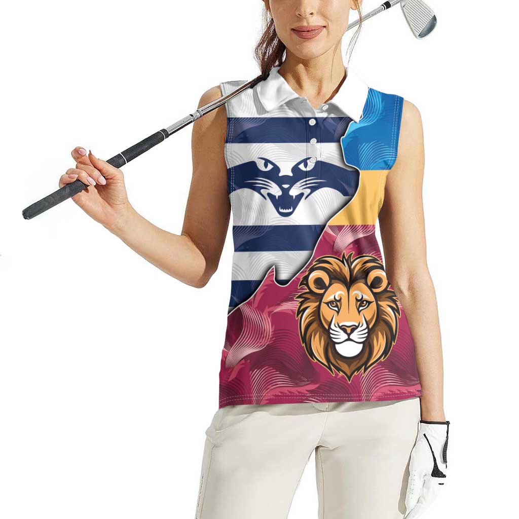 Brisbane-Geelong Football Custom Women Sleeveless Polo Shirt Cracked Metal Style