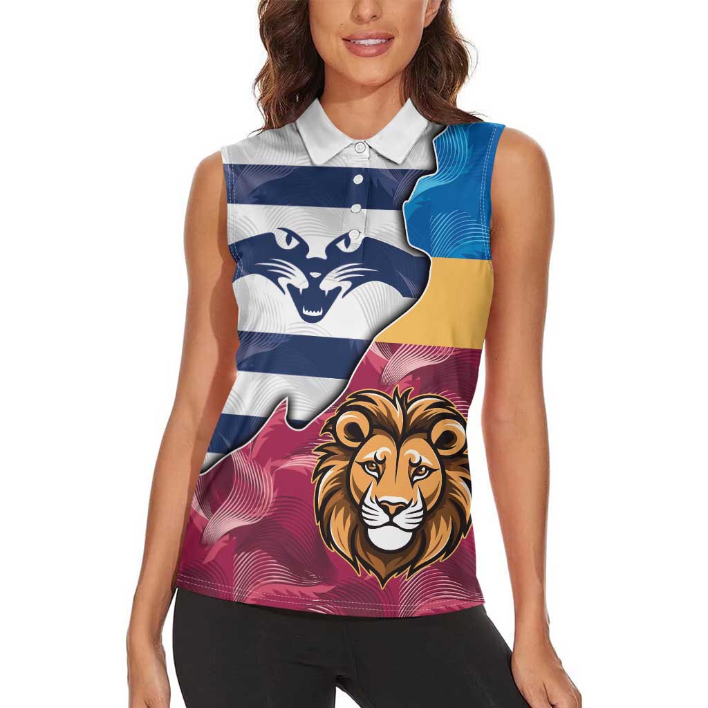 Brisbane-Geelong Football Custom Women Sleeveless Polo Shirt Cracked Metal Style