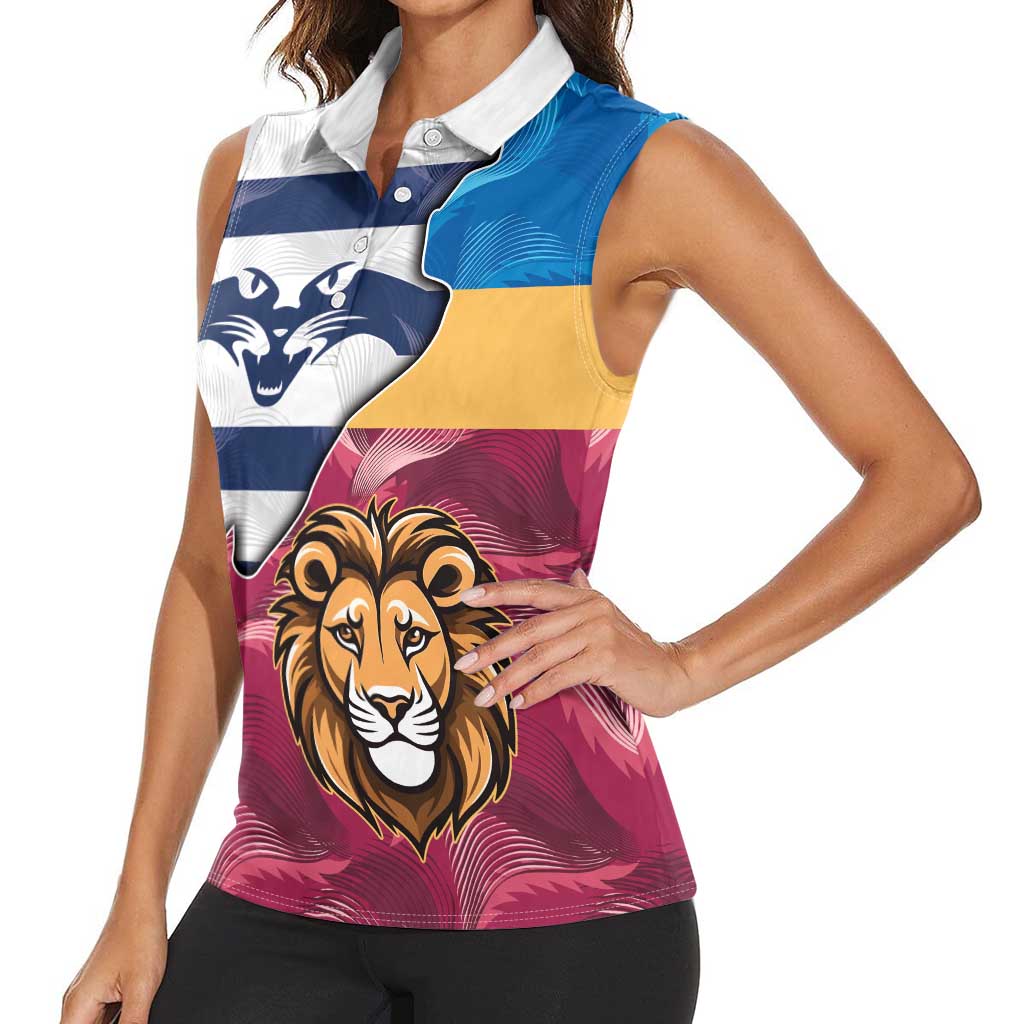 Brisbane-Geelong Football Custom Women Sleeveless Polo Shirt Cracked Metal Style