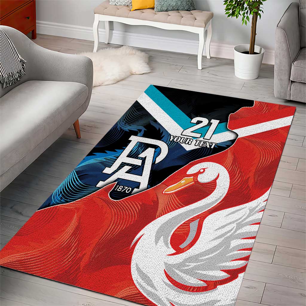 Swans-Port Adelaide Football Custom Area Rug Cracked Metal Style