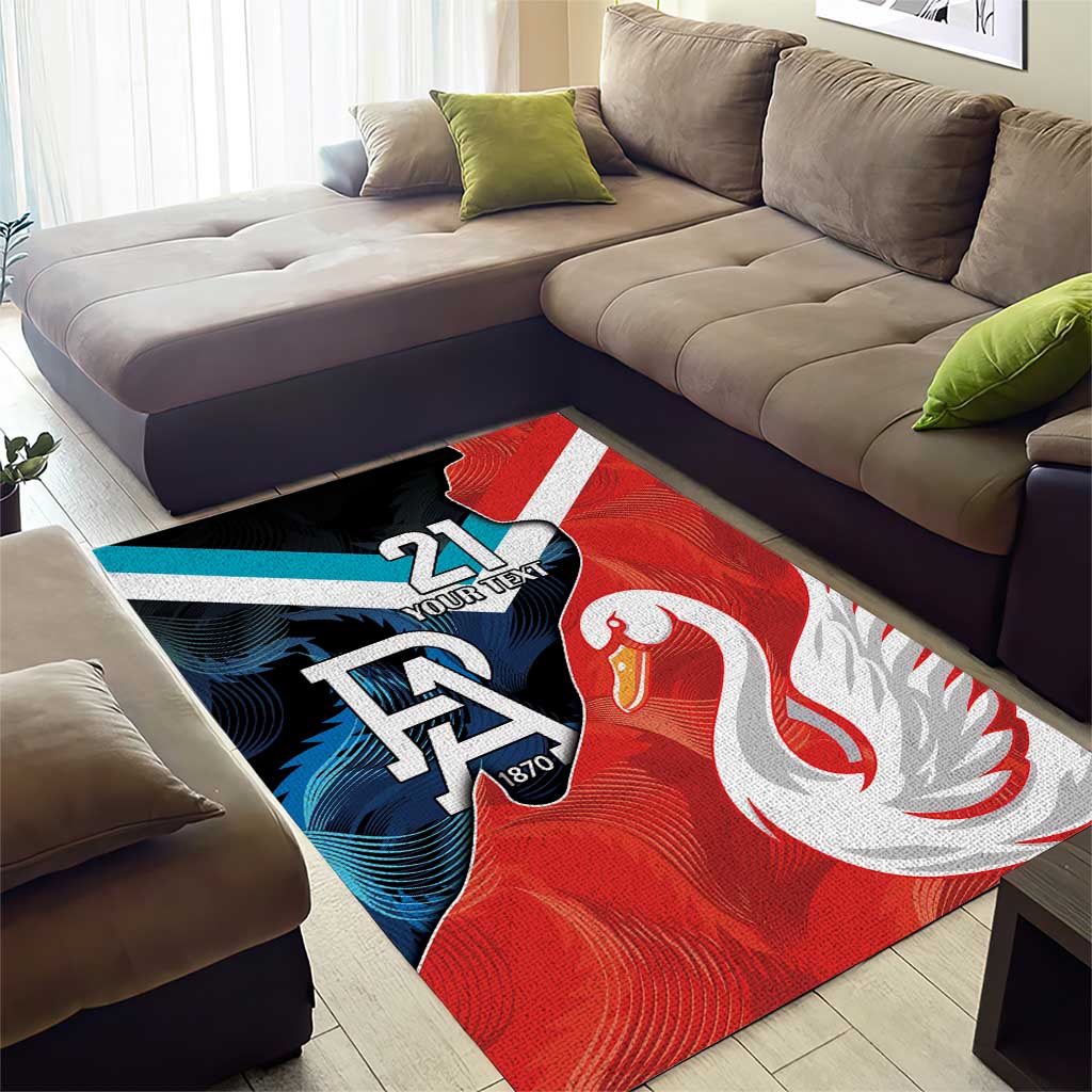 Swans-Port Adelaide Football Custom Area Rug Cracked Metal Style